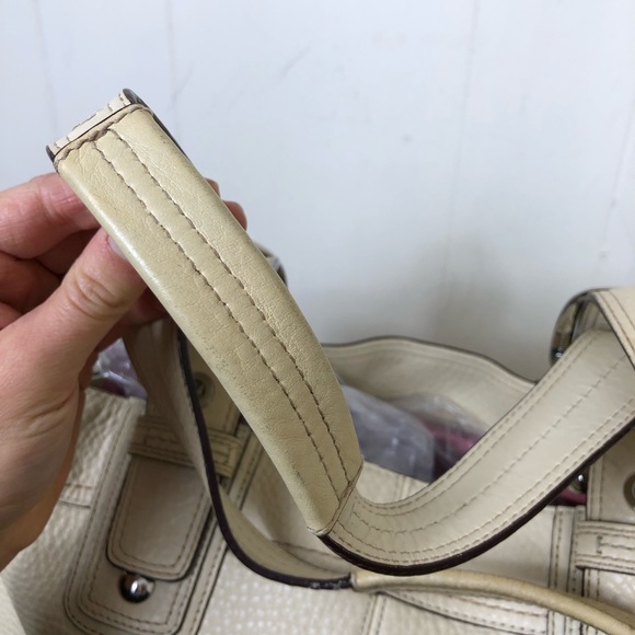 Coach Ivory Pebbled Pleated Leather Shopper Tote - Picture 6 of 11